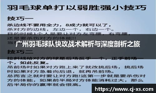 广州羽毛球队快攻战术解析与深度剖析之旅